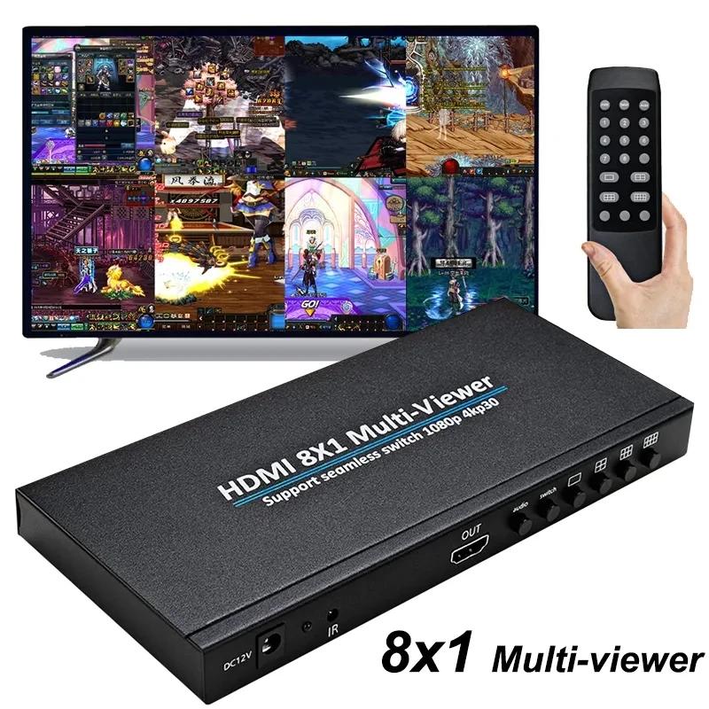 HDMI Ƽ  1080p  ũ Ƽ , 8  1 ƿ ũ ø, ɸ ġ, PS4 ī޶ PC TV Ϳ, 4K 8x1